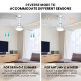 52" Ceiling Fan with Light Remote Control, Wood Ceiling Fans with 4 Blades, 6 Speed DC Motor, Indoor Outdoor Ceiling Fan for Patio, Bedroom, Living Room, Office, White