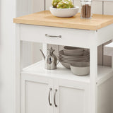Kitchen Trolley Cart Storage Trolley Serving Trolley Kitchen Cabinet with Rubber Wood Worktop