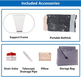 Portable Bathtub Foldable Soaking Bath Tub Thickening to Keep Temperature, Freestanding Bathtub for Adults, Home Bathroom Spa Hot Ice Bath Easy to Install, 43"x 25"x 20", Black