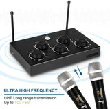 Portable Karaoke Microphone Mixer System Set with Dual UHF Wireless Mic, 3.5mm AUX/Optical/Coaxial in Singing Receiver for KTV, Amplifier, Speaker