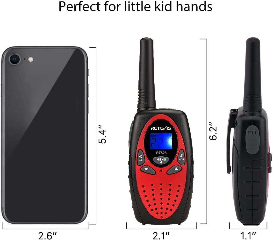 Retevis RT628 Kids Walkie Talkies 8 Channel FRS Toy for Kids Uhf FRS 2 Way Radio Toy(Red, 2 Pack)