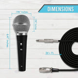 3 Piece Professional Dynamic Microphone Kit Cardioid Unidirectional Vocal Handheld MIC with Hard Carry Case & Bag, Holder/Clip & 26ft XLR Audio Cable to 1/4'' Audio Connection (PDMICKT34)