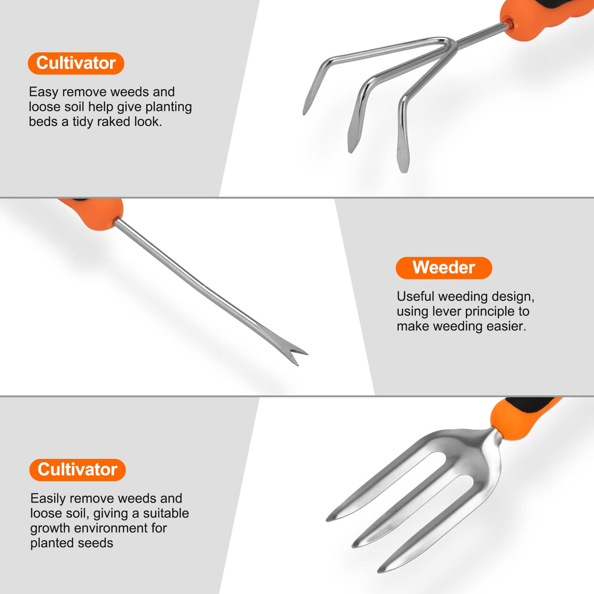 Garden Tool Set, Stainless Steel Heavy Duty Gardening Tool Set, with Non-Slip Rubber Grip, Storage Tote Bag, Outdoor Hand Tools, Ideal Garden Tool Kit Gifts for Women and Men