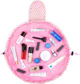 Portable Lazy Drawstring Makeup Bag (Pink Stripe)