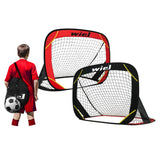 Pop Up Soccer Goals, Set of 2 Portable Kids Soccer Nets for Backyard Training and Team Game, 48x32 Inches Foldable Red/Black Goal Set with Carry Bag Includes Mesh Ball Compartment