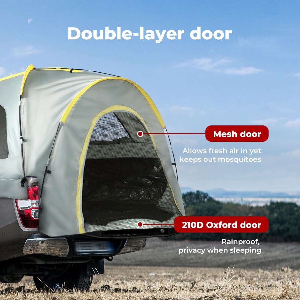 Camping Pickup Truck Tent 2 Person, Trayback UTE Cargo Tents Car Automotive Accessories Caravan Gear, Camp Tailgate SUV Self-Driving Waterproof Carry Bag Travel Hiking Short Bed