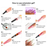 Poly Nail Gel Kit with 36W Nail Lamp 6pcs Builder Extension Gel Slip Solution Base Coat Top Coat Nail Art Design Manicure Tools Decorations