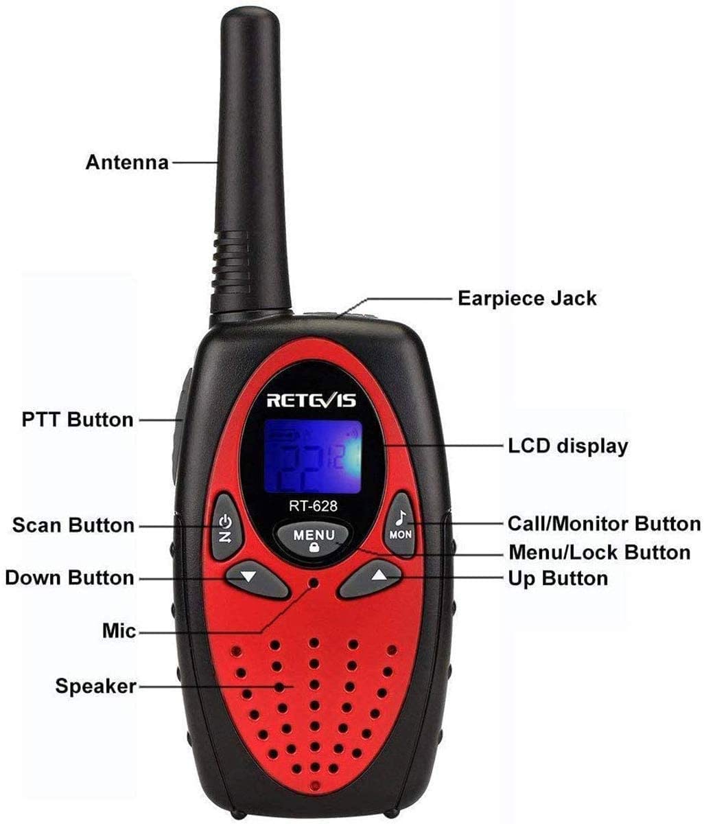 Retevis RT628 Kids Walkie Talkies 8 Channel FRS Toy for Kids Uhf FRS 2 Way Radio Toy(Red, 2 Pack)