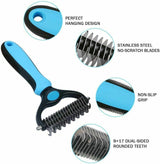 Pet Grooming Tool- 2 Sided Undercoat Rake for Dogs & Cats-Safe and Effective Dematting Comb for Mats & Tangles Removing-No More Nasty Shedding or Flying Hair