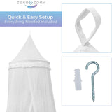 Soft White Hanging Bed Canopy with Tassels for Girls, Boys, Kids Rooms, Beds or Cribs. Nursery Decoration, Sheer Drapes for Child, Play, Reading or Hideaway Princess Tent