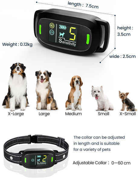 Dog Bark Collar, Rechargeable Smart Barking Collar with 5 Sensitivity Levels, IPX7 Waterproof Anti Barking Training Collar for Large Medium Small Dogs, No Shock Bark Collar