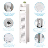 Toilet Roll Holder, Toilet Paper Roll Holder with Slim Shelf, Over Toilet Storage for Toilet Paper Bulk, Narrow Shelf for Bathroom Accessories ,Bathroom Storage for Toilet Tissue, White by AOJEZOR