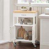 Kitchen Trolley Cart Storage Trolley Serving Trolley Kitchen Cabinet with Rubber Wood Worktop