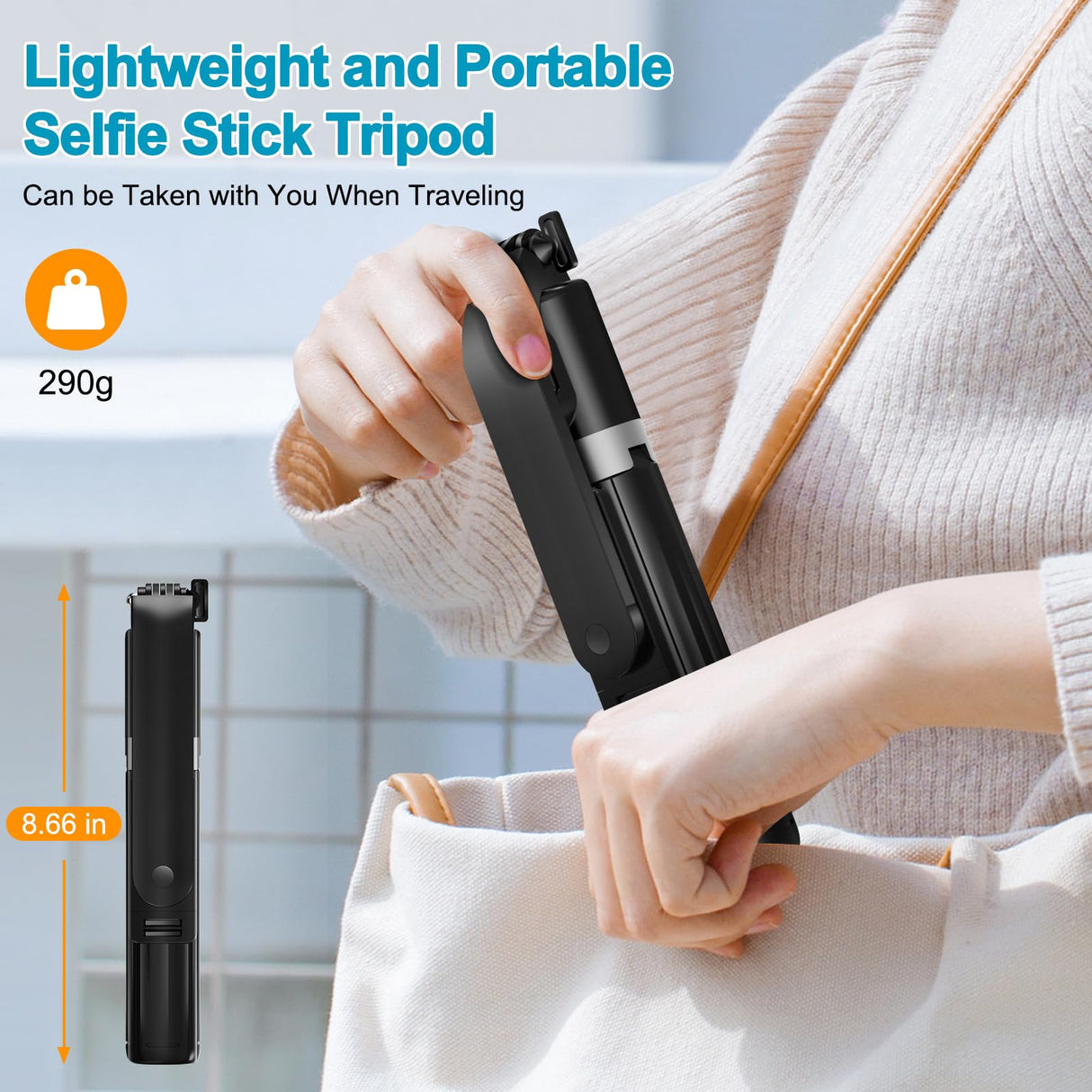 Selfie Stick Phone Tripod Stand, 55"/140cm Small Selfie Stick Tripod with Remote, for iPhone/GoPro/Android/Insta360, Phone Stand for Video Recording/Travel with Camera Connector Kit