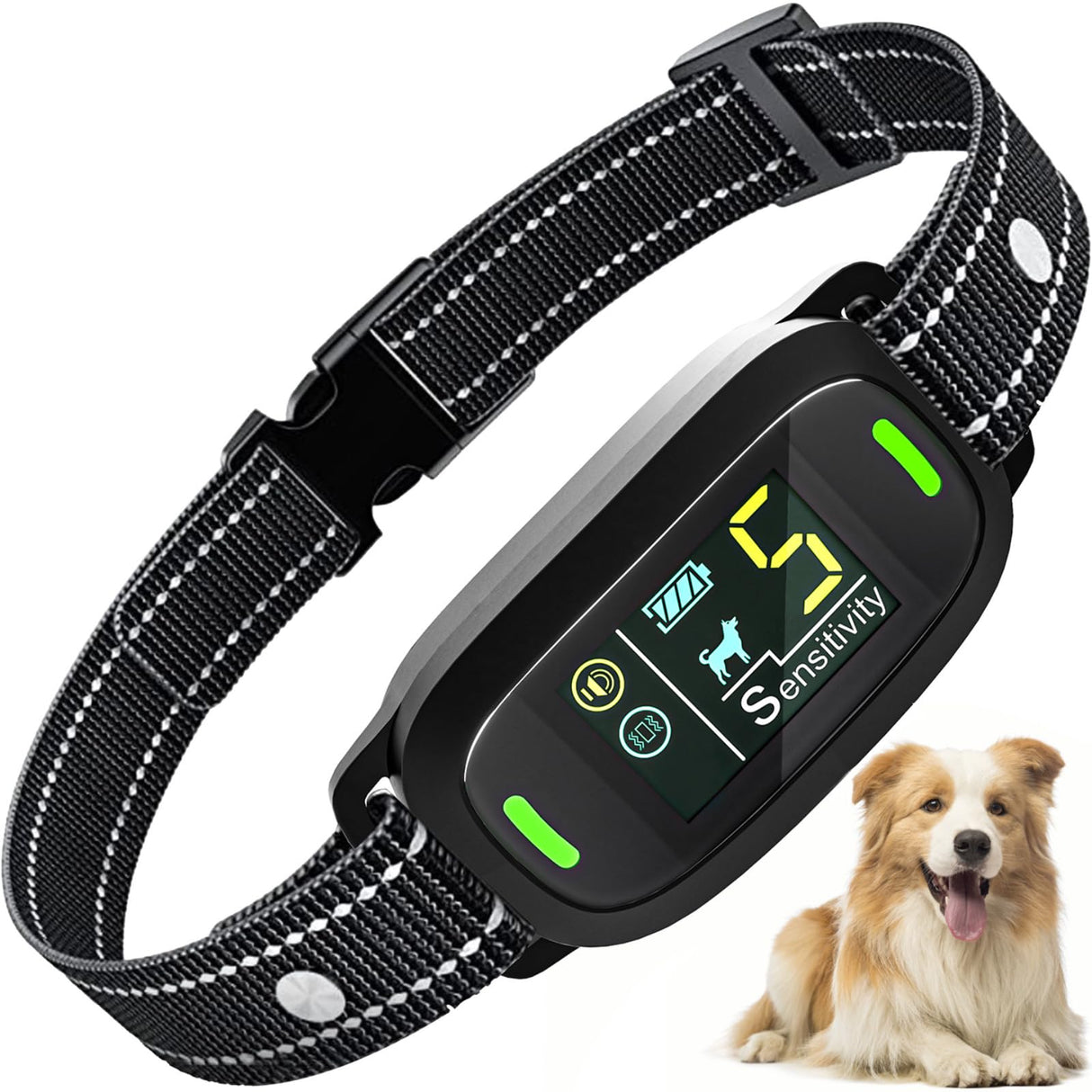 Dog Bark Collar, Rechargeable Smart Barking Collar with 5 Sensitivity Levels, IPX7 Waterproof Anti Barking Training Collar for Large Medium Small Dogs, No Shock Bark Collar