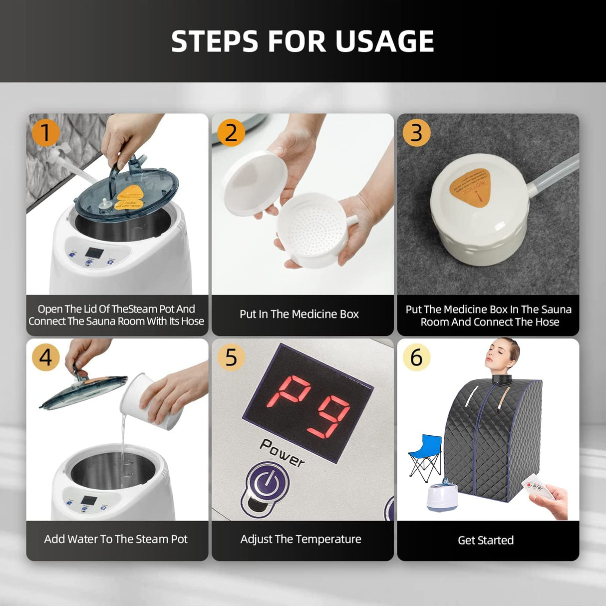 Portable Steam Sauna, Full Size Personal Home Spa with Remote Control, Steamer, Foldable Chair, Portable Sauna for Home