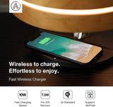 Ampulla Horizon Bedside Lamp with TWS Bluetooth Speaker and 10W Wireless Charger, Table Lamp Desk Lamp with Digital Clock, Stepless Dimming and Sleep Mode for Light Sleeper