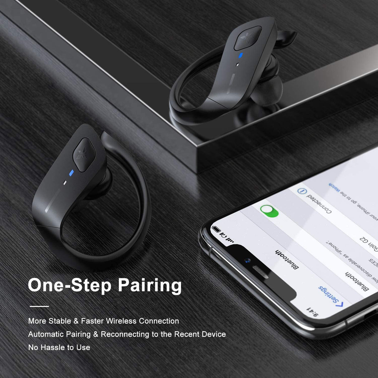 Axloie Wireless Earbuds, Bluetooth 5.0 Headphones True Wireless Premium Deep Bass IPX7 Waterproof 35H Playtime in-Ear TWS Stereo Earphones with Charging Case for Sport Running Gym Workout (BlackUpgraded)