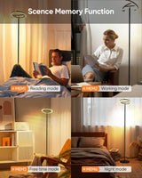 Floor Lamps for Living Room,Modern Bright LED Standing Lamp,Stepless Dimmable 3000K-6000K Rotatable Reading Standing Light,Touch&Remote Control Uplighter Floor Lamp for Living Room Bedroom
