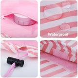 Portable Lazy Drawstring Makeup Bag (Pink Stripe)