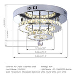 Crystal LED Ceiling Light, Ceiling Crystal Lamp Stainless Steel K9 Modern Flush Mount Lights Fixture 2 Layers Round Chandelier Ceiling Lamp for Dining Room Living Room Bedroom