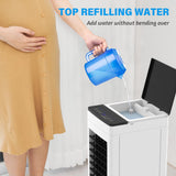 8L Evaporative Air Cooler, 3 in1 Portable Air Cooler Air Conditioner Fan 3 Speeds, w/Remote & 4 Ice Box, White