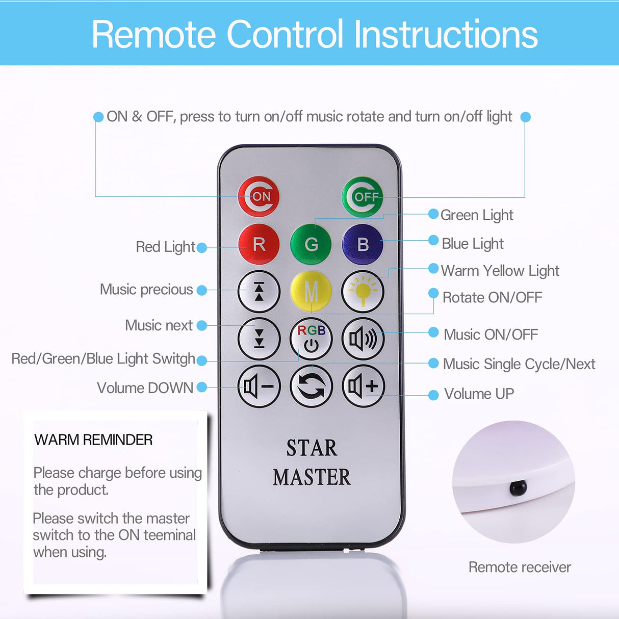 Star Night Light Projector for Kids - Remote Control Projection lamp