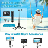 Selfie Stick Phone Tripod Stand, 55"/140cm Small Selfie Stick Tripod with Remote, for iPhone/GoPro/Android/Insta360, Phone Stand for Video Recording/Travel with Camera Connector Kit