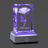 3D Rose Crystal Multicolor Nightlight - I Love You Decolamp - Perfect Valentines Day Gift Ideas for Her My Girlfriend Wife Mom - Unique Anniversary Birthday Presents