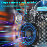 Bluetooth Karaoke Machine with Two Wireless Microphones, Portable Design with Large Battery, RGB Light Effects & Voice Changer, Bluetooth 5.0 Powerful Speaker, AUX and TF Card Input, White