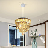 Mini Crystal Chandelier,Chrome Ceiling Pendant Light Fixtures,LED Crystal Flush Mount Ceiling Light Dimmable with Remote for Bedroom Dining Room Hallway(18W/3000-6500K)