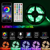 Bluetooth LED Strip Lights Music Sync, Waterproof 5m 5050 RGB 150 LEDs Light Strip with APP and Remote Control, Tape Light for Bedroom, Home and Kitchen