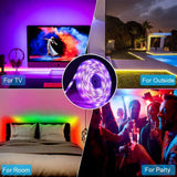 Bluetooth LED Strip Lights Music Sync, Waterproof 5m 5050 RGB 150 LEDs Light Strip with APP and Remote Control, Tape Light for Bedroom, Home and Kitchen
