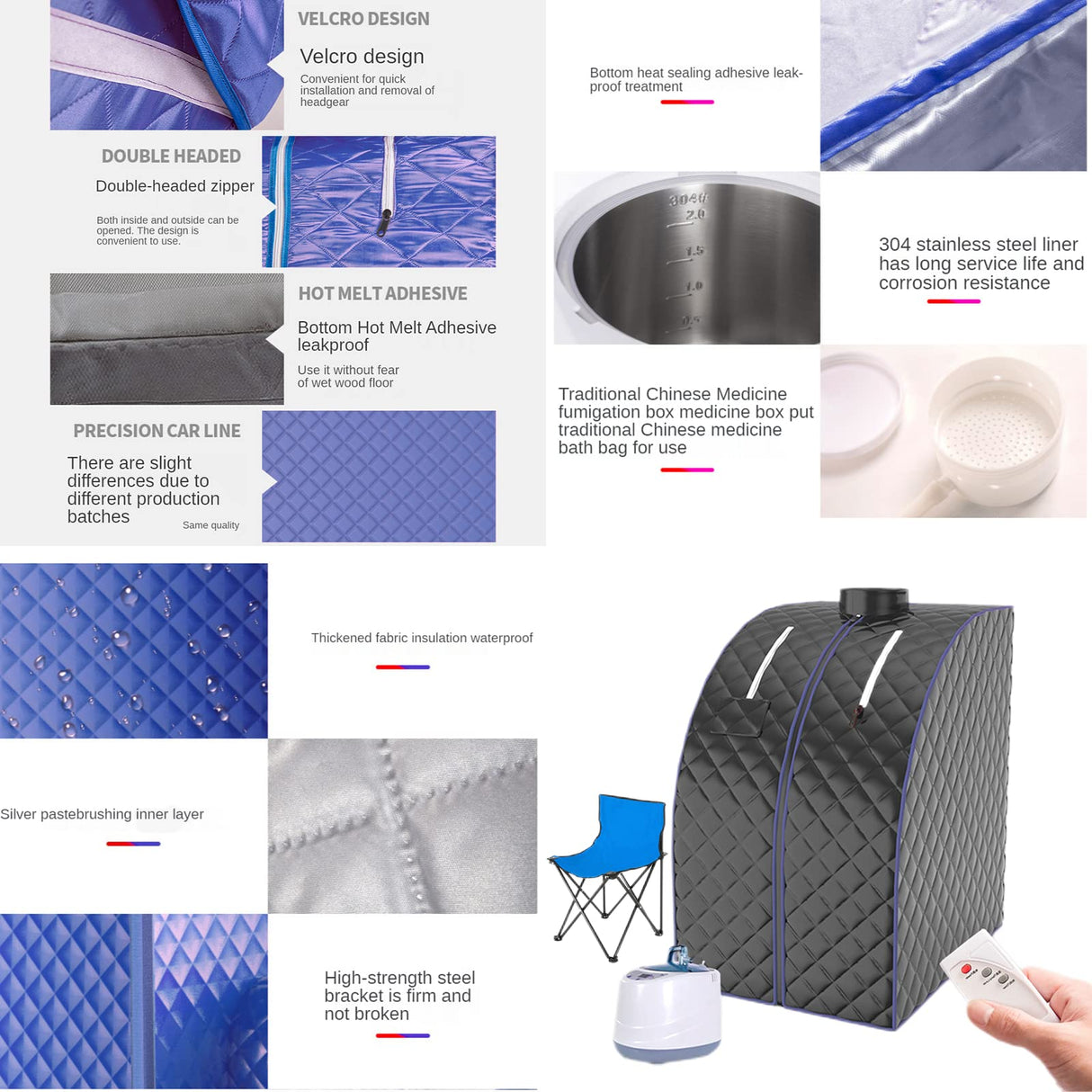 Portable Steam Sauna, Full Size Personal Home Spa with Remote Control, Steamer, Foldable Chair, Portable Sauna for Home