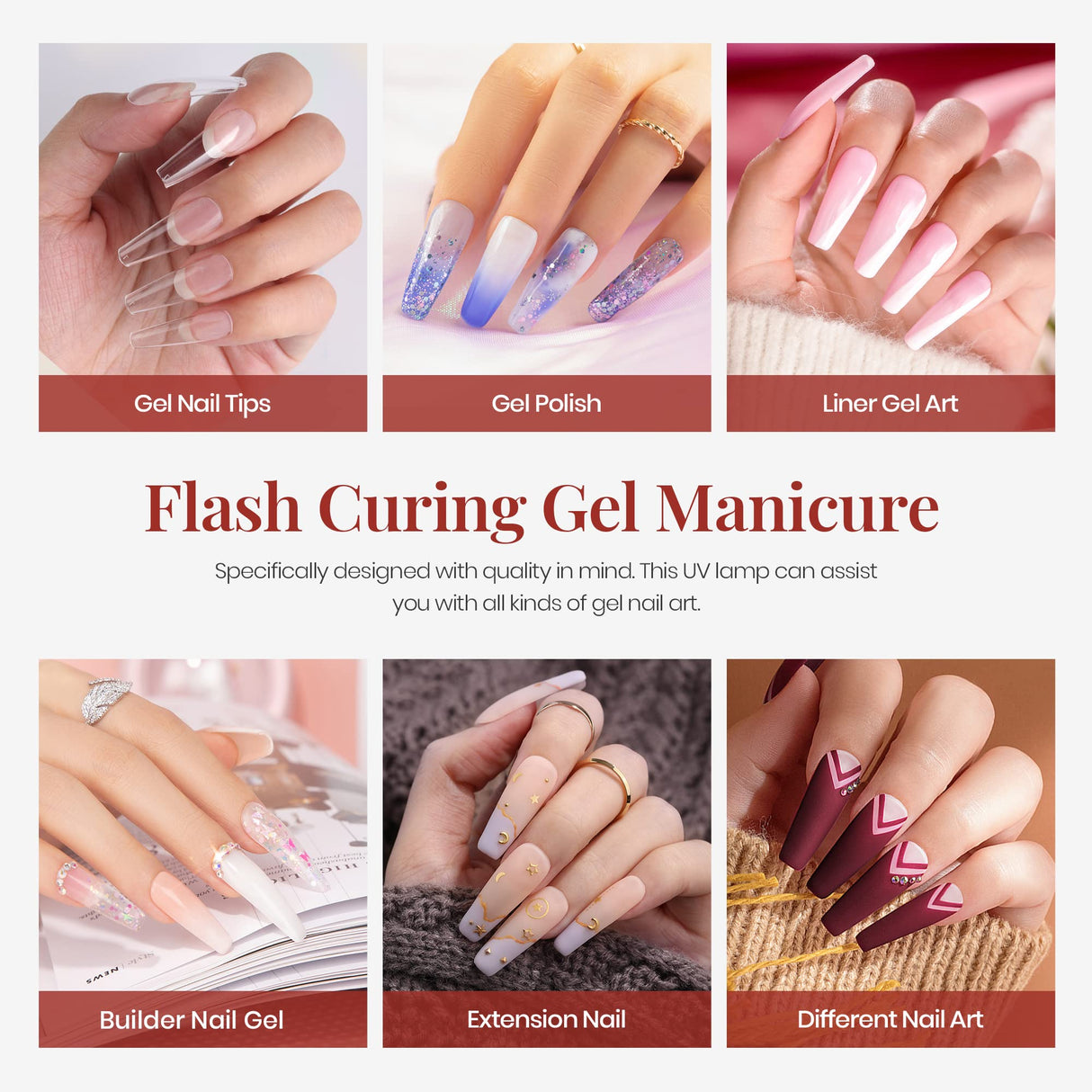 Mini Nail LED Lamp, Innovative Gel Nail Lamp with Smart Sensor for Easy and Fast Nal Extension System, Manicure UV LED Light for Gel Nail Art Flash Curing Lamp DIY Nail Art