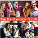 Bluetooth Karaoke Machine with Two Wireless Microphones, Portable Design with Large Battery, RGB Light Effects & Voice Changer, Bluetooth 5.0 Powerful Speaker, AUX and TF Card Input, White