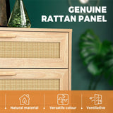 Rattan Chest of Drawers Sideboard Tallboy Floor Storage Cabinets Hallway Table with 3 Drawer Clothes Cupboard Shelf Bedroom Furniture