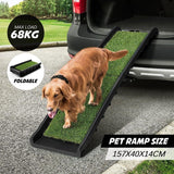 Pet Scene Dog Ramp Pet Ramps Foldable Ladder Steps Stairs Portable Car Step Travel 68KG with Artificial Grass