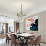 Mini Crystal Chandelier,Chrome Ceiling Pendant Light Fixtures,LED Crystal Flush Mount Ceiling Light Dimmable with Remote for Bedroom Dining Room Hallway(18W/3000-6500K)