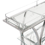 Chrome Stainless Steel & Glass Shelves Bar Cart Holders with 12 Glasses and 11 Wine Bottles, Silver