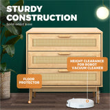 Rattan Chest of Drawers Sideboard Tallboy Floor Storage Cabinets Hallway Table with 3 Drawer Clothes Cupboard Shelf Bedroom Furniture