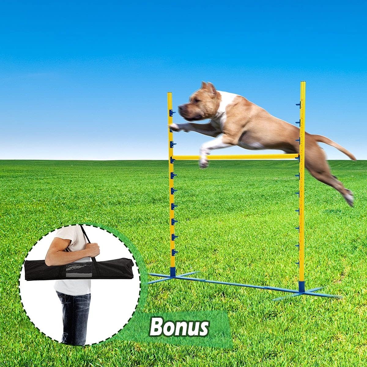 Dog Training Practice Agility Kit Exercise Jump Bar with Adjustable Height Outdoor Dog Toy