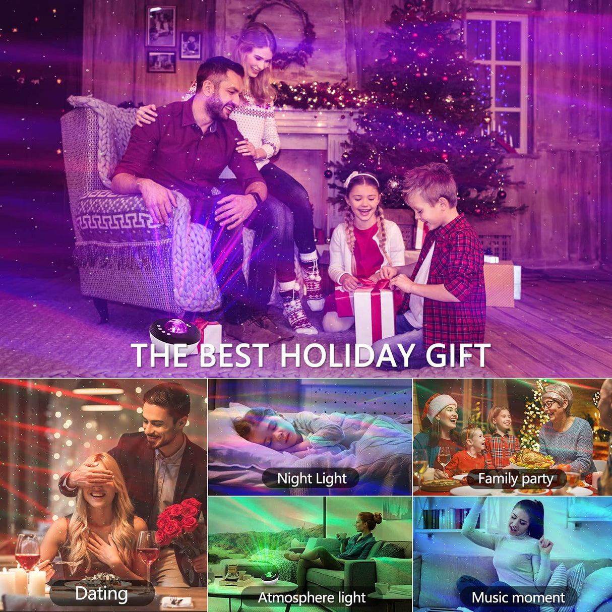 Galaxy Projector Aurora Projector Star, Star Projector Night Light Projector Compatible With Alexa, Built-in Speaker, 15 Color Modes 8 Types of White Noise Star Projector, Gifts for Kids/Adults