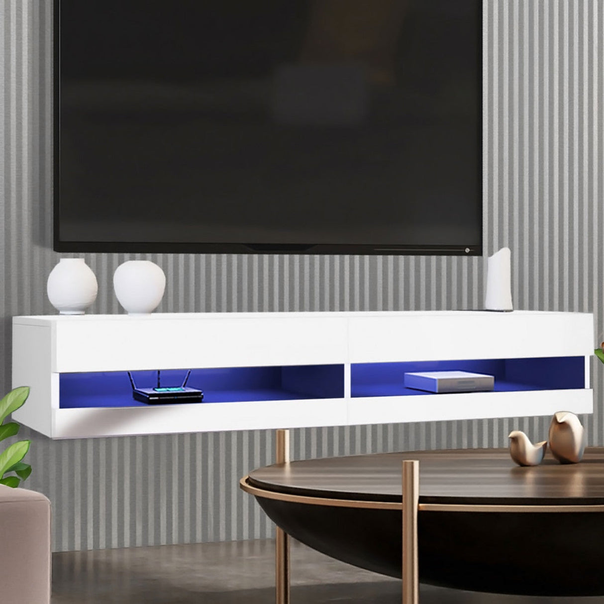 180cm Floating TV Stand Cabinet Wall Mounted Entertainment Unit with LED Lights