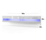 180cm Floating TV Stand Cabinet Wall Mounted Entertainment Unit with LED Lights