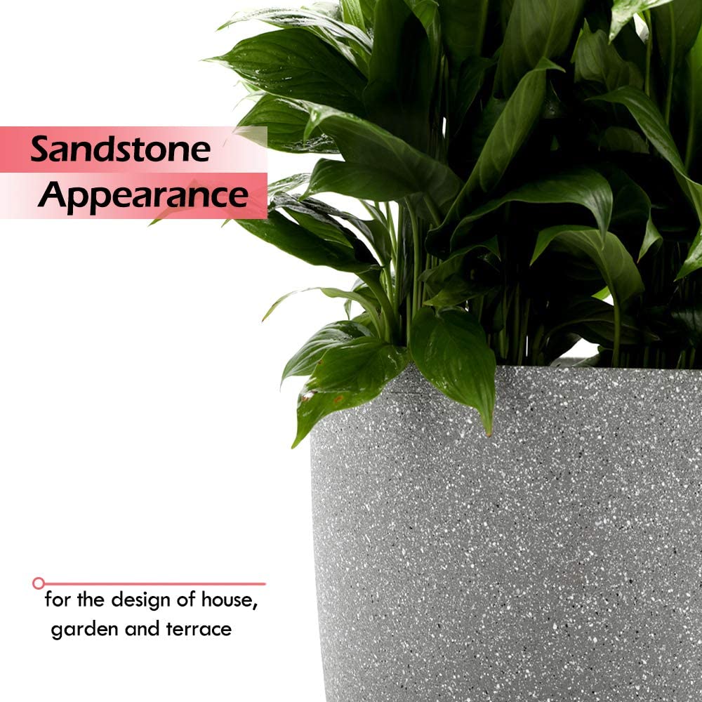Garden Resin Planter Sandstone Touch Set of 3