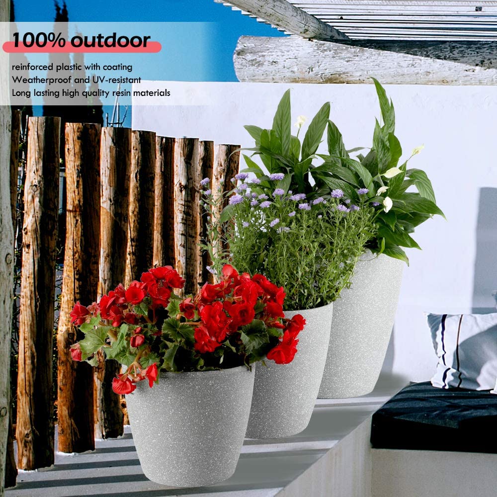 Garden Resin Planter Sandstone Touch Set of 3