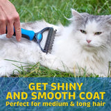 Pet Grooming Tool- 2 Sided Undercoat Rake for Dogs & Cats-Safe and Effective Dematting Comb for Mats & Tangles Removing-No More Nasty Shedding or Flying Hair