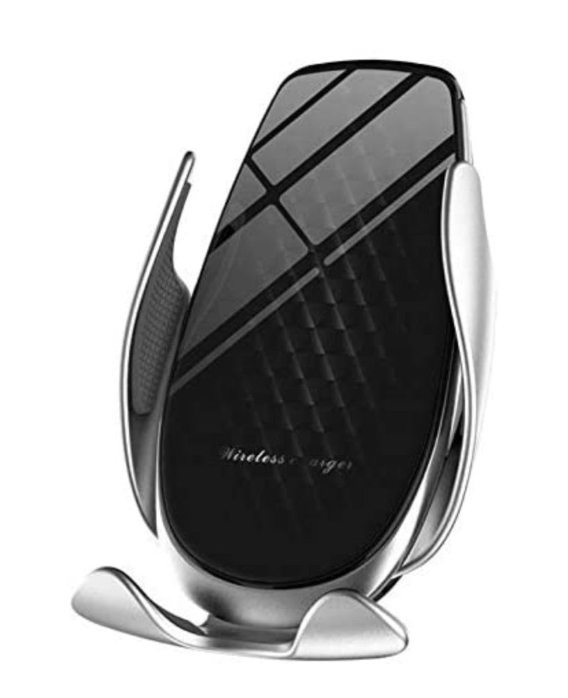Wireless Car Charger 15W Max Fast Charging Car Mount, Infrared Sensor Auto-Clamping Smart Car Phone Holder Compatible with iPhone 11/11 Pro/11 Pro-Max/XS/X/8, LG V30/V35, Samsung Note 10/S10+/S9, Huawei P30 Pro (Black Silver)