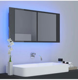LED Mirror Cabinet High Gloss Wall Mount Bathroom Organizer Storage Cupboard